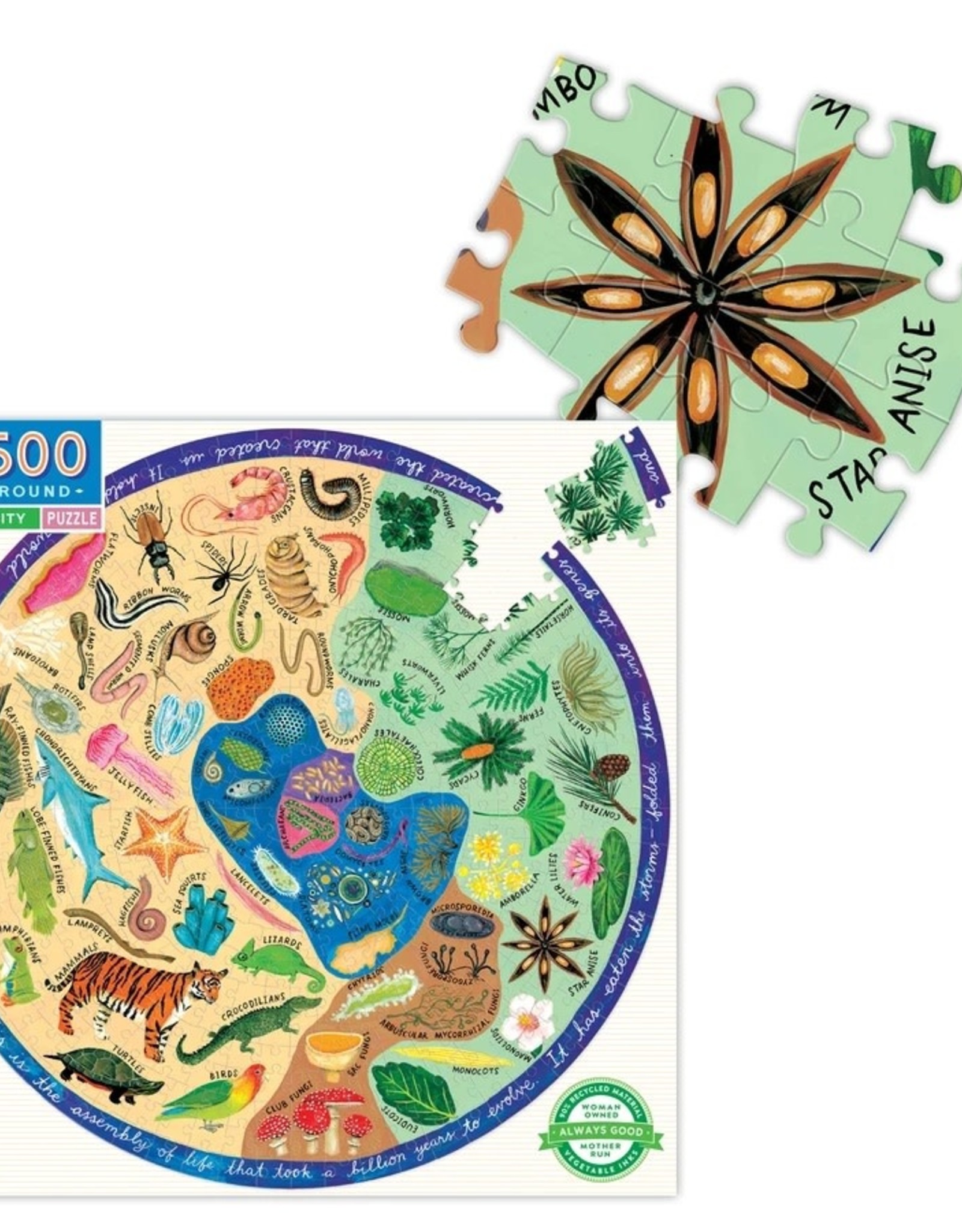 Eeboo 500 Piece Biodiversity Round Puzzle