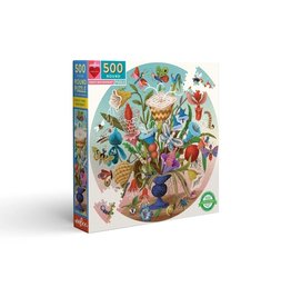 Eeboo 500 Pc Round Crazy Bug Bouquet Puzzle