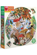 Eeboo Puzzle 500pc Round: Mushrooms and Butterflies