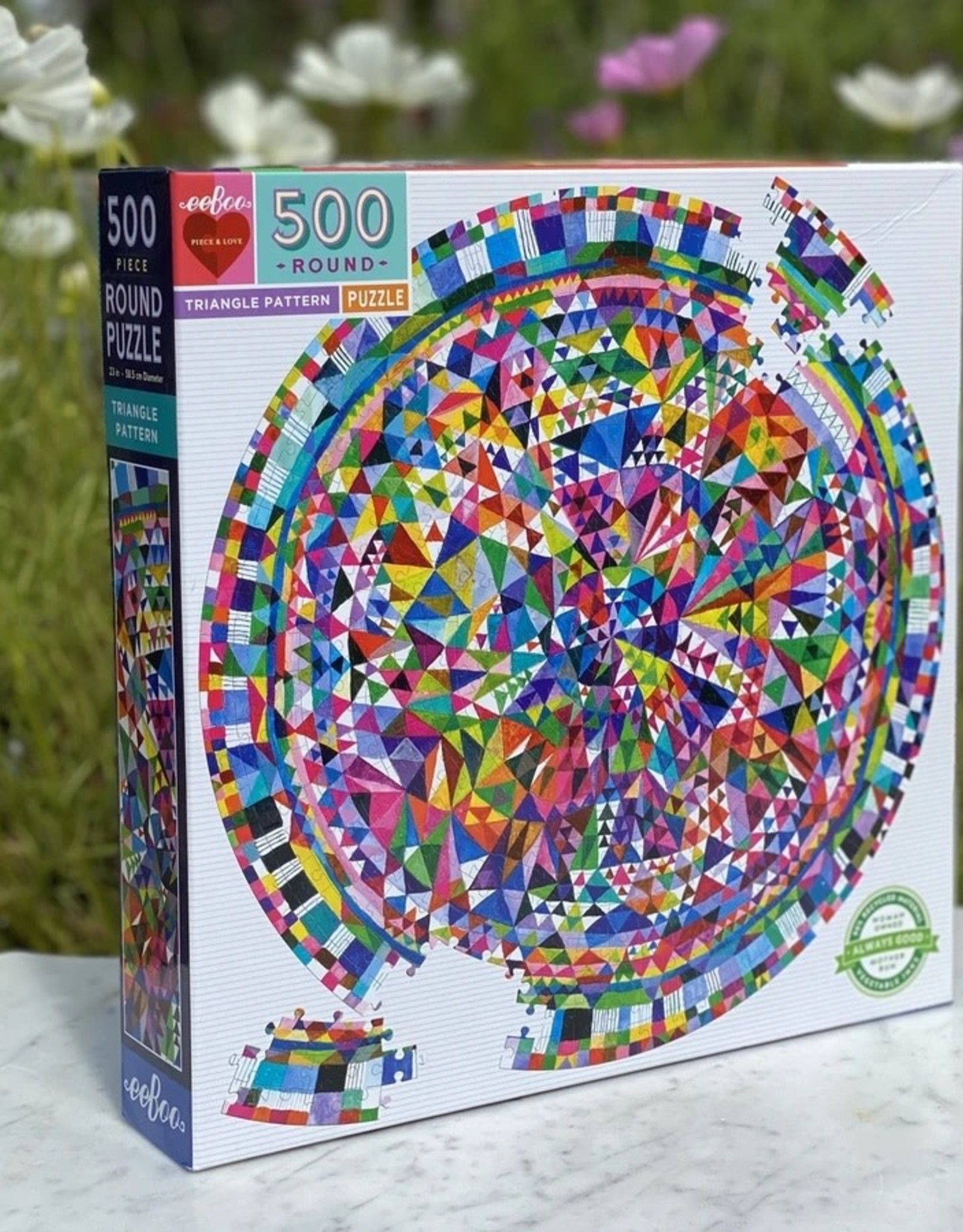 Eeboo Triangle Pattern 500 Piece Round Puzzle