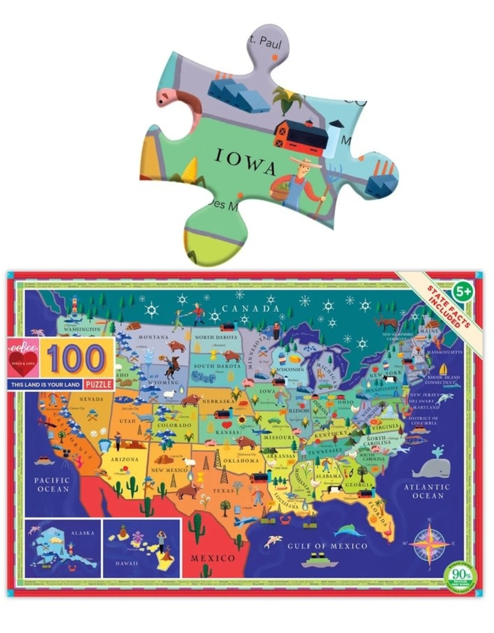 Eeboo This Land Is Your Land 100 Piece Puzzle
