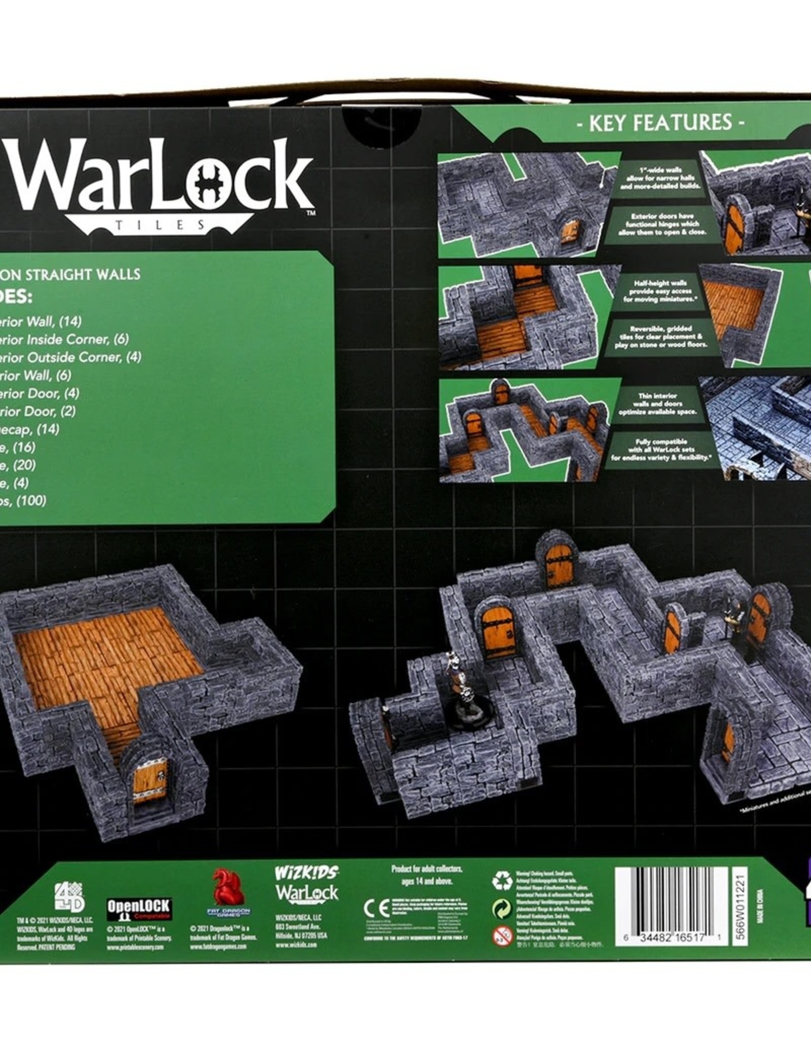 Wizkids WarLock Tiles: Dungeon Straight Walls