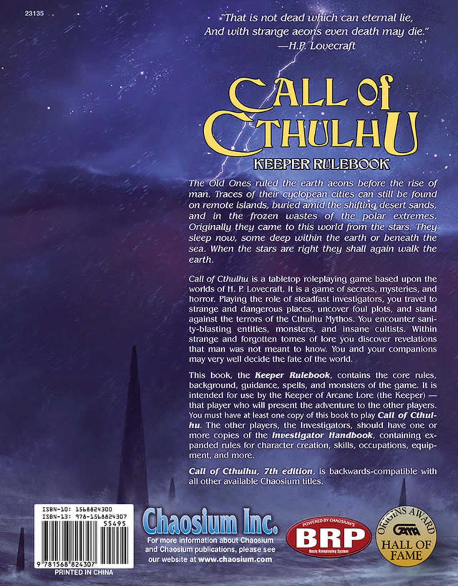 Chaosium Call of Cthulhu 7th Edition Keeper Rulebook