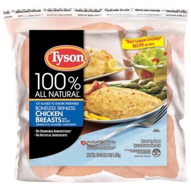 Tyson Boneless/Skinless Natural Chicken Breast, 2.5 lb, 12 ct