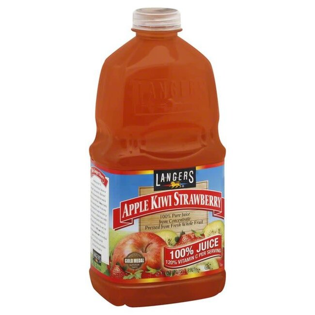 Langers Apple Kiwi Strawberry 100% Juice, 64 oz, 8 ct