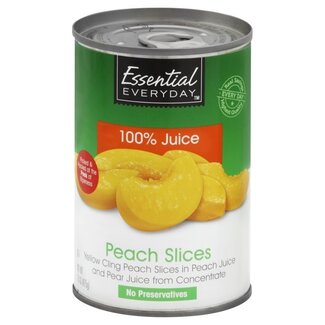 Essential Everyday EED Sliced Peaches in 100% Juice, 15 oz, 24 ct