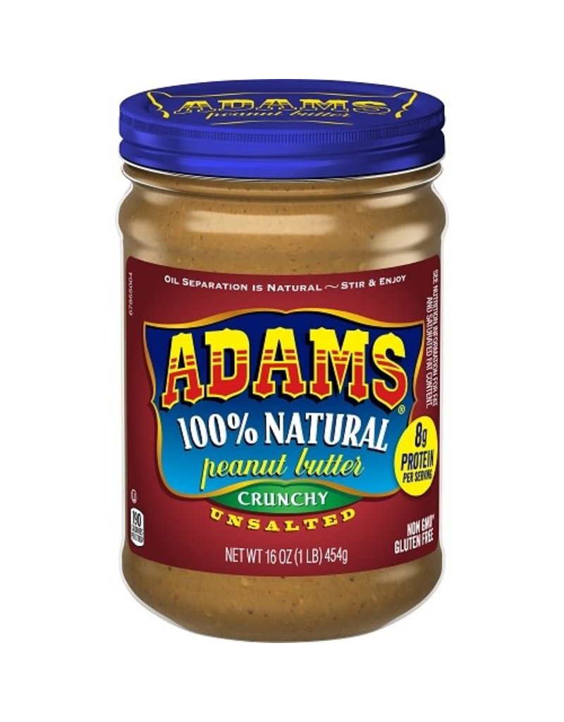 Adams Adams Pnt Bttr Unsalted Crunchy, 16 oz