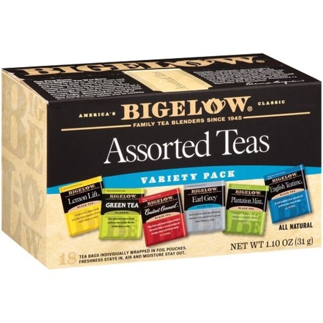 Bigelow Tea Bags Assortment, 18 ct, (Pack of 6)