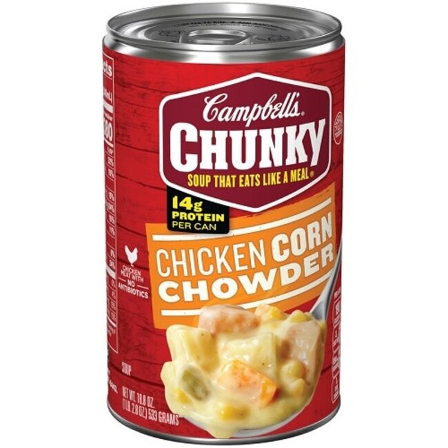 Campbells Soup Chunky Chicken Corn Chowder, 18.8 oz, 12 ct