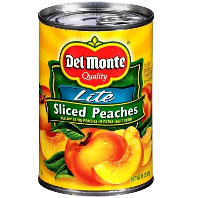 Del Monte Peaches Sliced Extra Lite Syrup, 15 oz, 12 ct