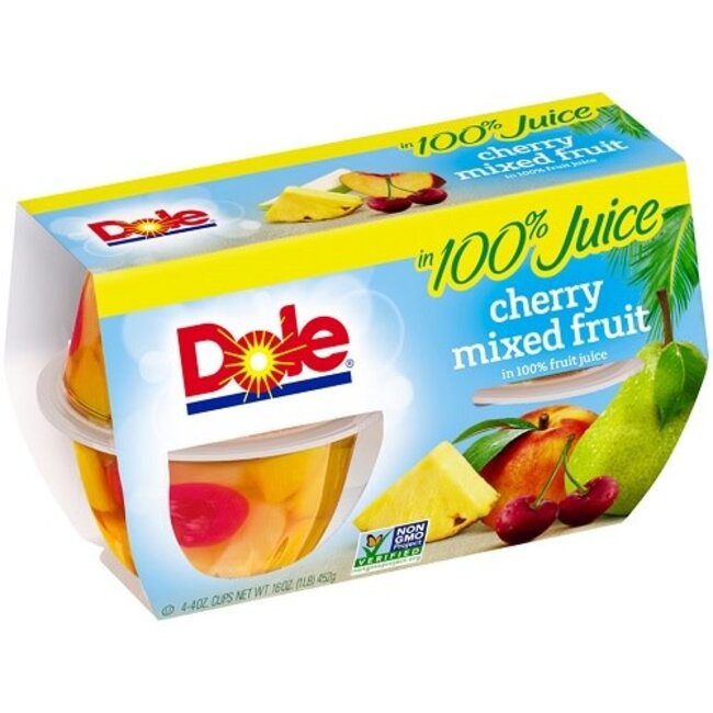 Dole Fruit Mix In Juice Cup Cherry, 4 ct, (Pack of 6)