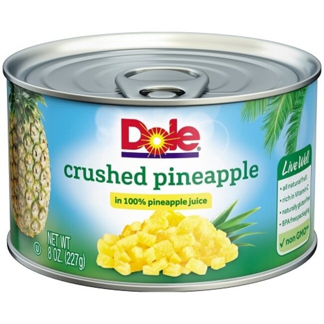 Dole Pineapple Crushed In Juice, 8 oz, 12 ct