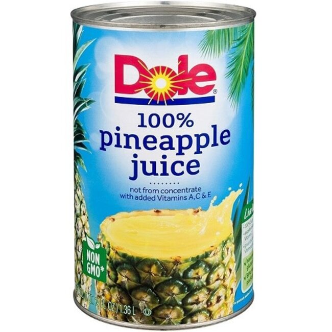 Dole Pineapple Juice, 46 oz, 12 ct
