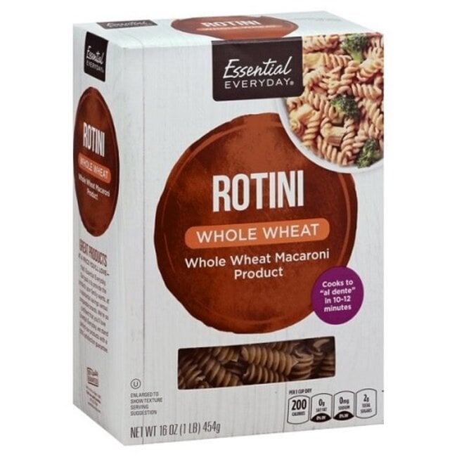 EED Whole Wheat Rotini Pasta, 16 oz, 12 ct