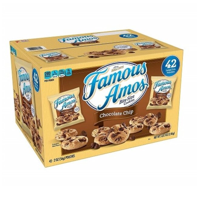 Famous Amos Cookies, Chocolate Chip, 2 oz, 42 ct