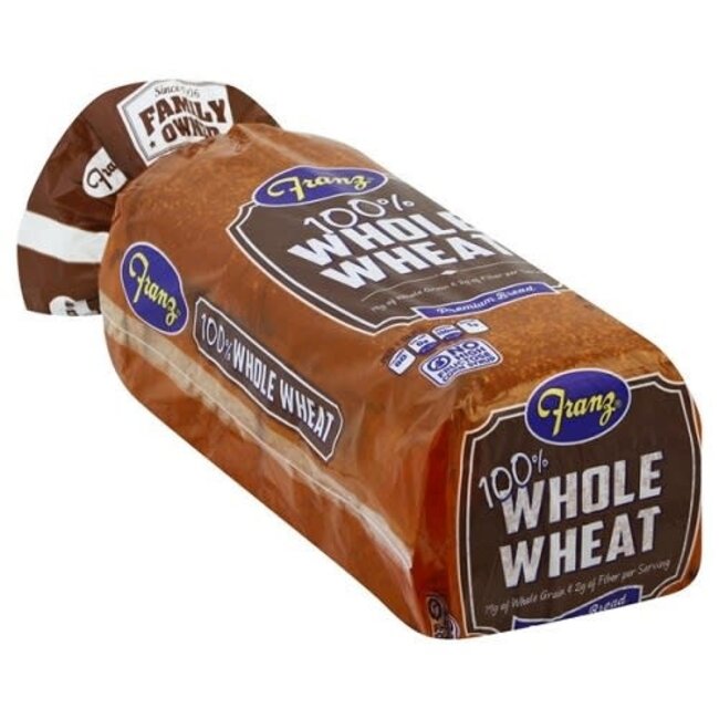 Franz 100% Whole Wheat Bread, 24 oz, 16 ct