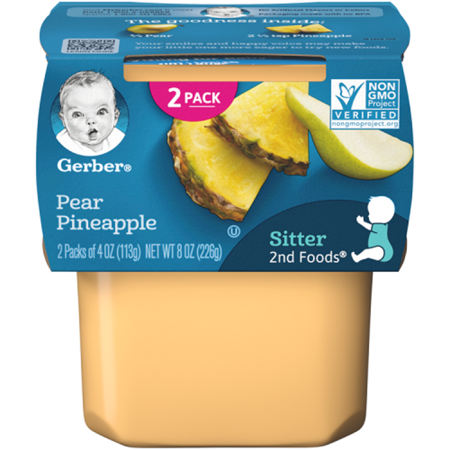 Gerber 2nd Foods Pear Pineapple, 8 oz, 8 ct
