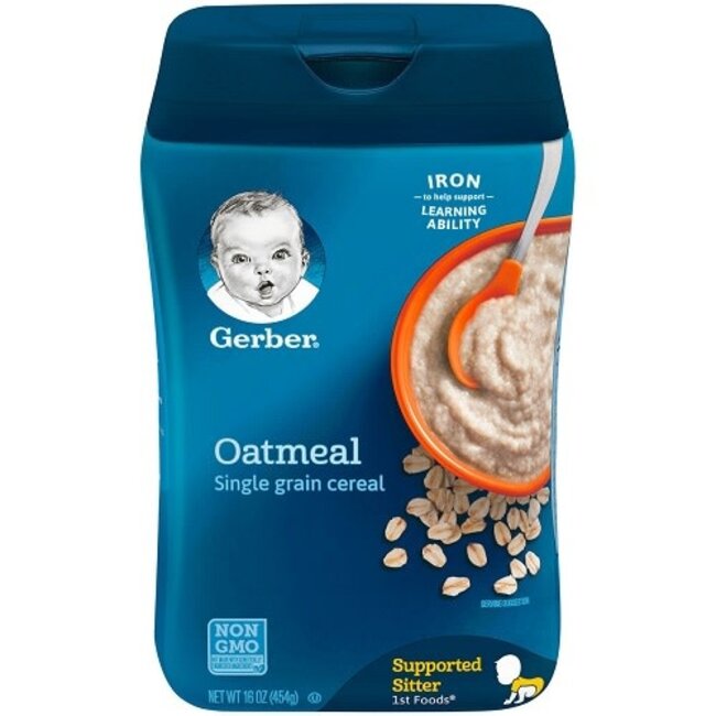 Gerber Single Grain Oatmeal Baby Cereal, 16 oz, 6 ct