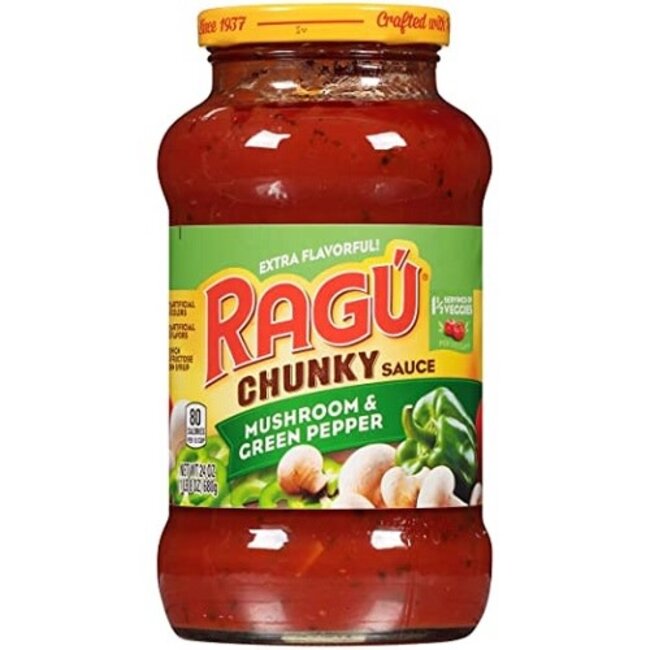 Ragu Chunky Pasta Sauce With Green Pepper & Mushrooms, 24 oz, 12 ct