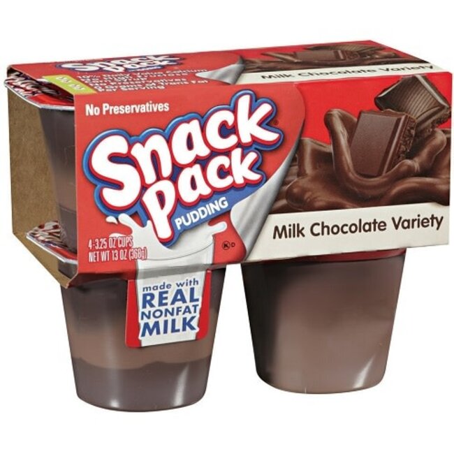 Hunt's Snack Pack Milk Chocolate Variety pack, 4 ct, (Pack of 12)