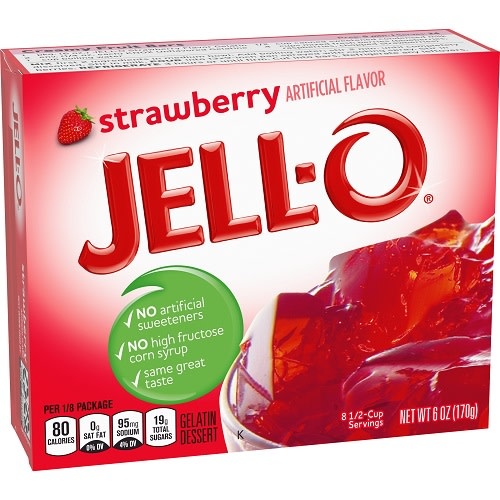 JellO Strawberry Gelatin, 6 oz, 24 ct Span Elite
