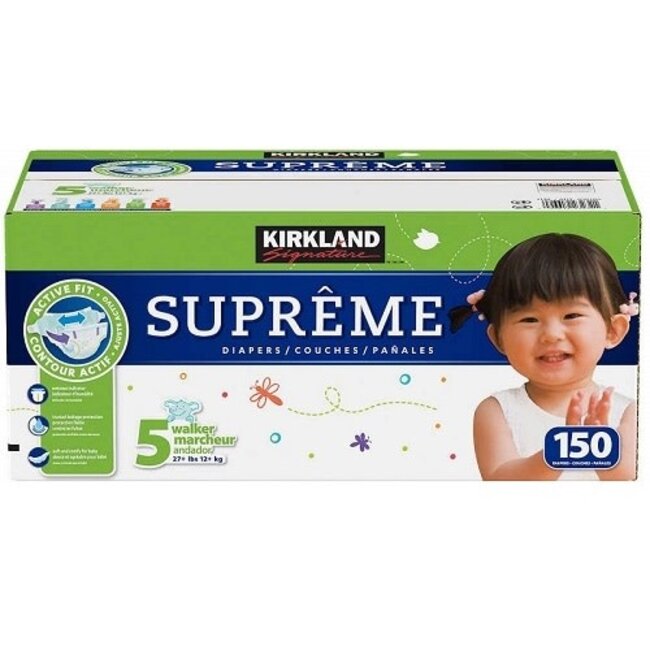 Kirkland Signature Supreme Size 5 Diapers, 150 ct