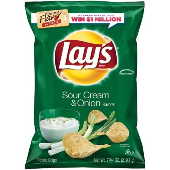 Lay's Sour Cream & Onion Chips, 7.75 oz, 12 ct