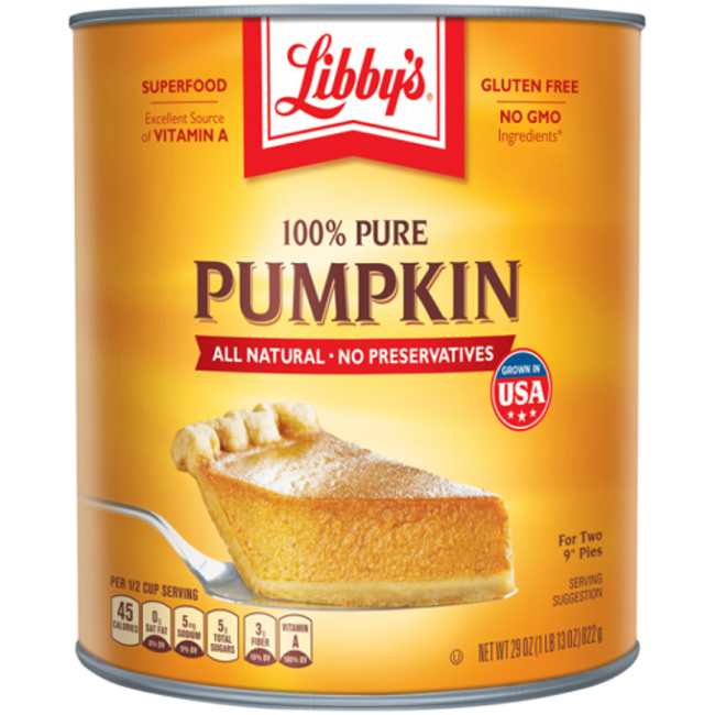 Libbys Pumpkin Pie Filling Can, 29 oz, 12 ct