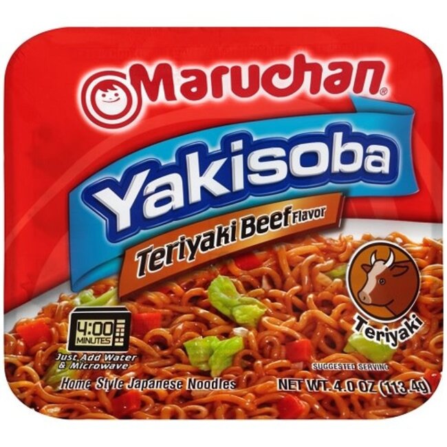 Maruchan Beef Teriyaki Yakisoba Noodle Soup Dry, 4 oz, 8 ct