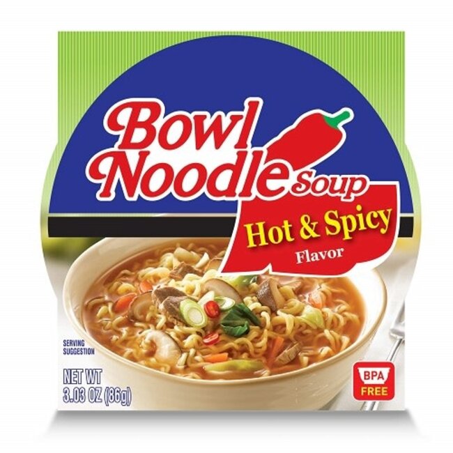 Nongshim Hot & Spicy Noodle Bowl, 3.03 oz, 12 ct