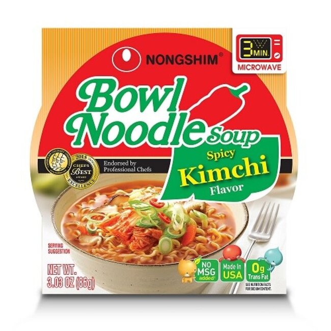 Nongshim Kimchi Noodle Bowl, 3.03 oz, 12 ct