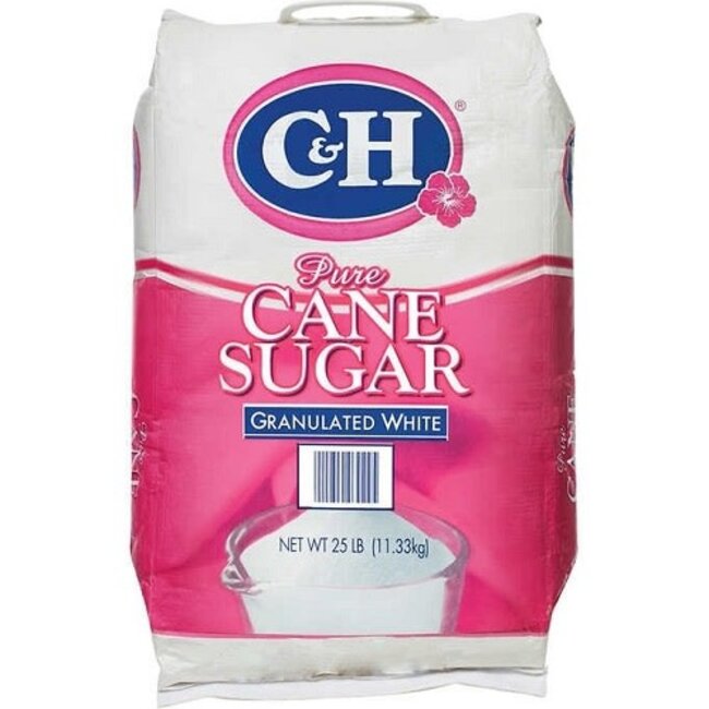 C&H Pure Cane Granulated White Sugar, 25 lb