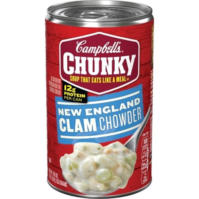 Campbells Soup Chunky New England Clam Chowder, 18.8 oz