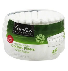 Essential Everyday EED White Coffee Basket Filter, 250 ct (Pack of 24)