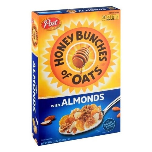 Post Honey Bunches of Oats with Almonds, 18 oz, 12 ct