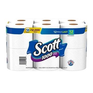 Scott Scott Bath Tissue 1000, 12 ct, (Pack of 4)