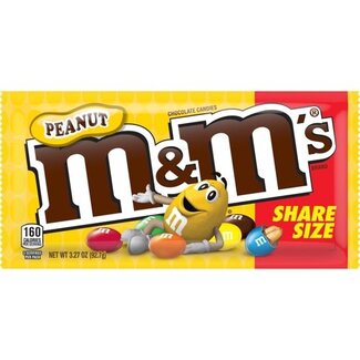 M&M M&M's Peanut Chocolate Candy King Size, 3.27 oz, 24 ct