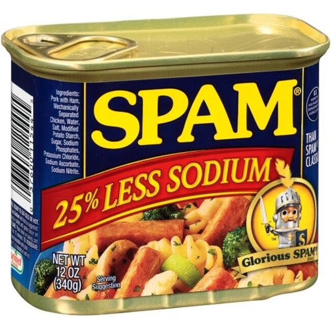 Spam Luncheon Meat 25% Less Sodium, 12 oz, 12 ct