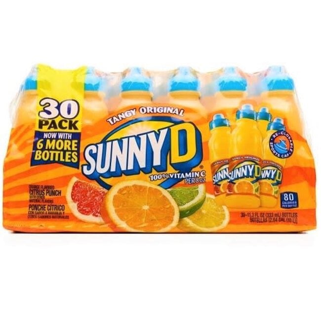 SunnyD Tangy Original With Sports Cap, 11.3 oz, 30 ct