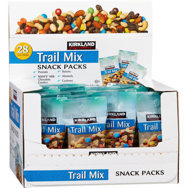 Kirkland Signature Trail Mix & M&M's Tube Packs, 2 oz, 28 ct