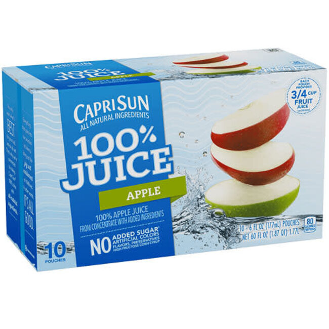 Capri Sun 100% Apple Juice, 10 ct, (Pack of 4)