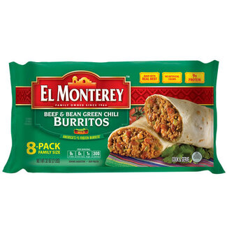 El Monterey El Monterey Beef Bean Green Chili Burrito, 32 oz, 8 ct
