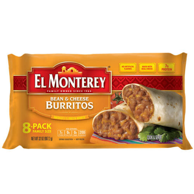 El Monterey Bean & Cheese Burrito, 32 oz, 8 ct