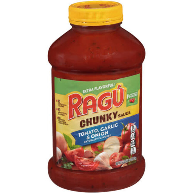 Ragu Chunky Pasta Sauce With Tomato, Garlic & Onion, 24 oz, 12 ct
