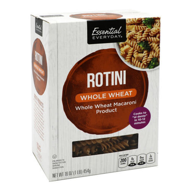 EED Whole Wheat Rotini Pasta, 16 oz, 12 ct