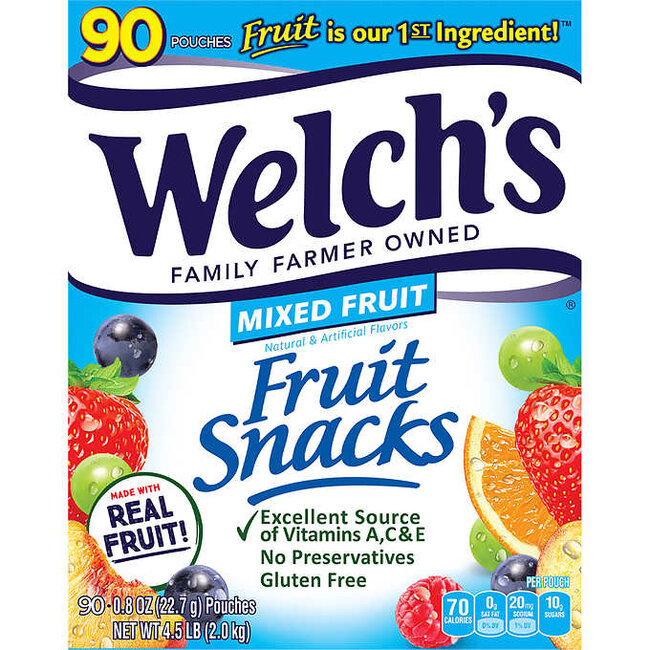 Welch's Fruit Snacks Mixed Fruit, 0.8 oz, 90 ct