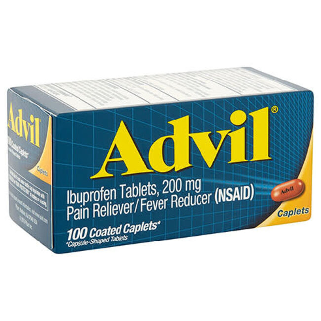 Advil Ibuprofen Caplets, 100 ct, (Pack of 6)