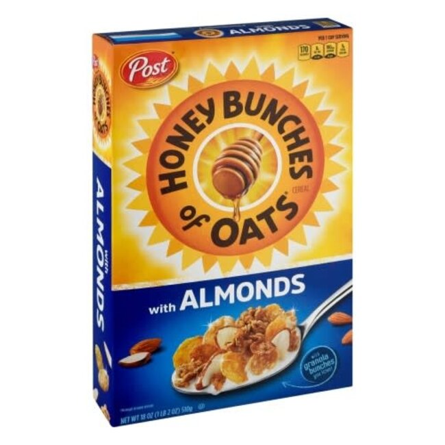 Post Honey Bunches Of Oats With Almonds, 12 oz, 12 ct