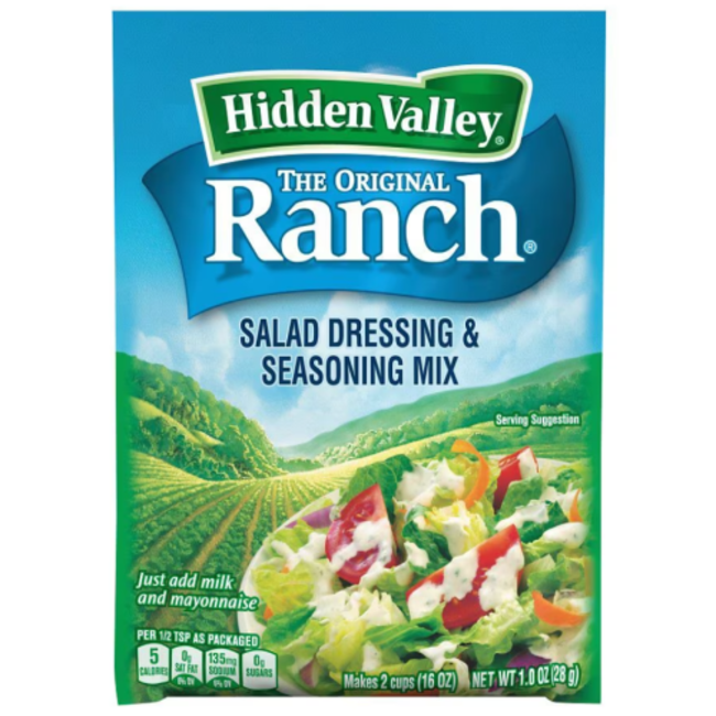 Hidden Valley Ranch Dressing And Seasoning Mix With Milk, 1 oz, 24 ct