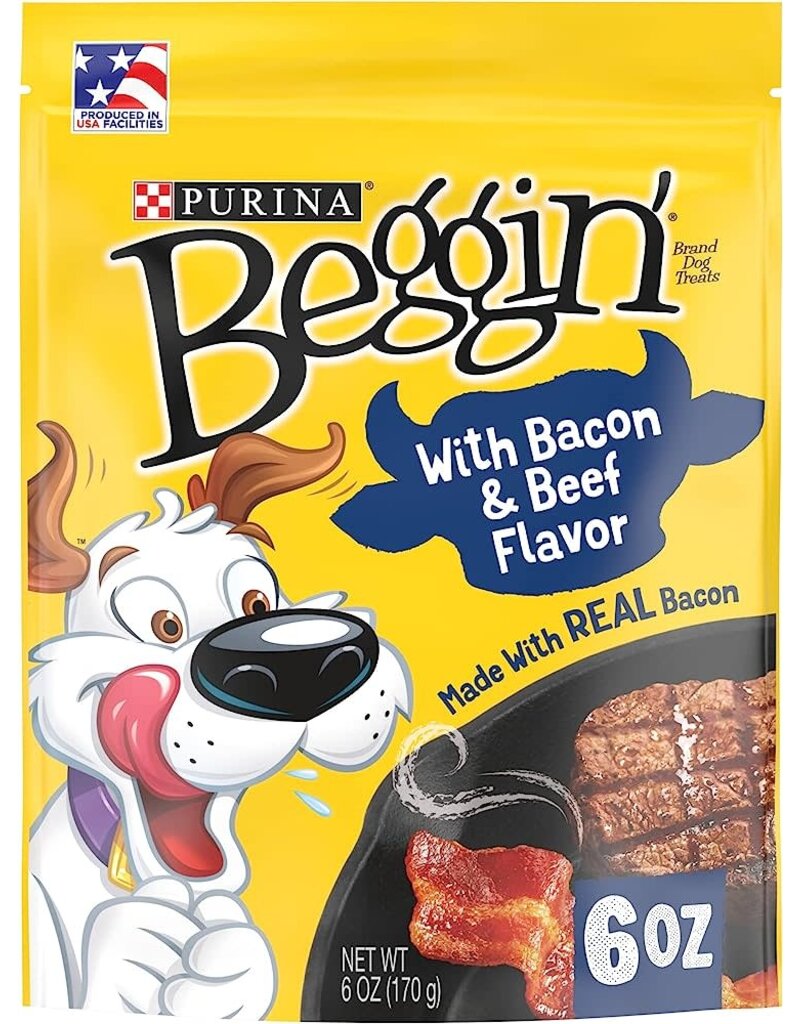 Purina Beggin Thick Cut Bacon Flavored Dog Treats, 6 oz, 6 ct